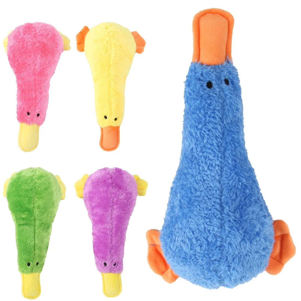 Manufacturers Wholesale Pet Chewing Duck Toys Squeezed Toys Plush Squeaking Grinding Teeth Cleaning Bite-resistant Training Toys