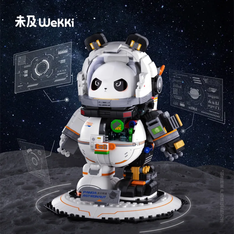 Wekki 506503   Panda astronauta Model ozdoba na biurko seria eksploracji kosmosu DIY zabawki klocki chłopiec prezent świąteczny