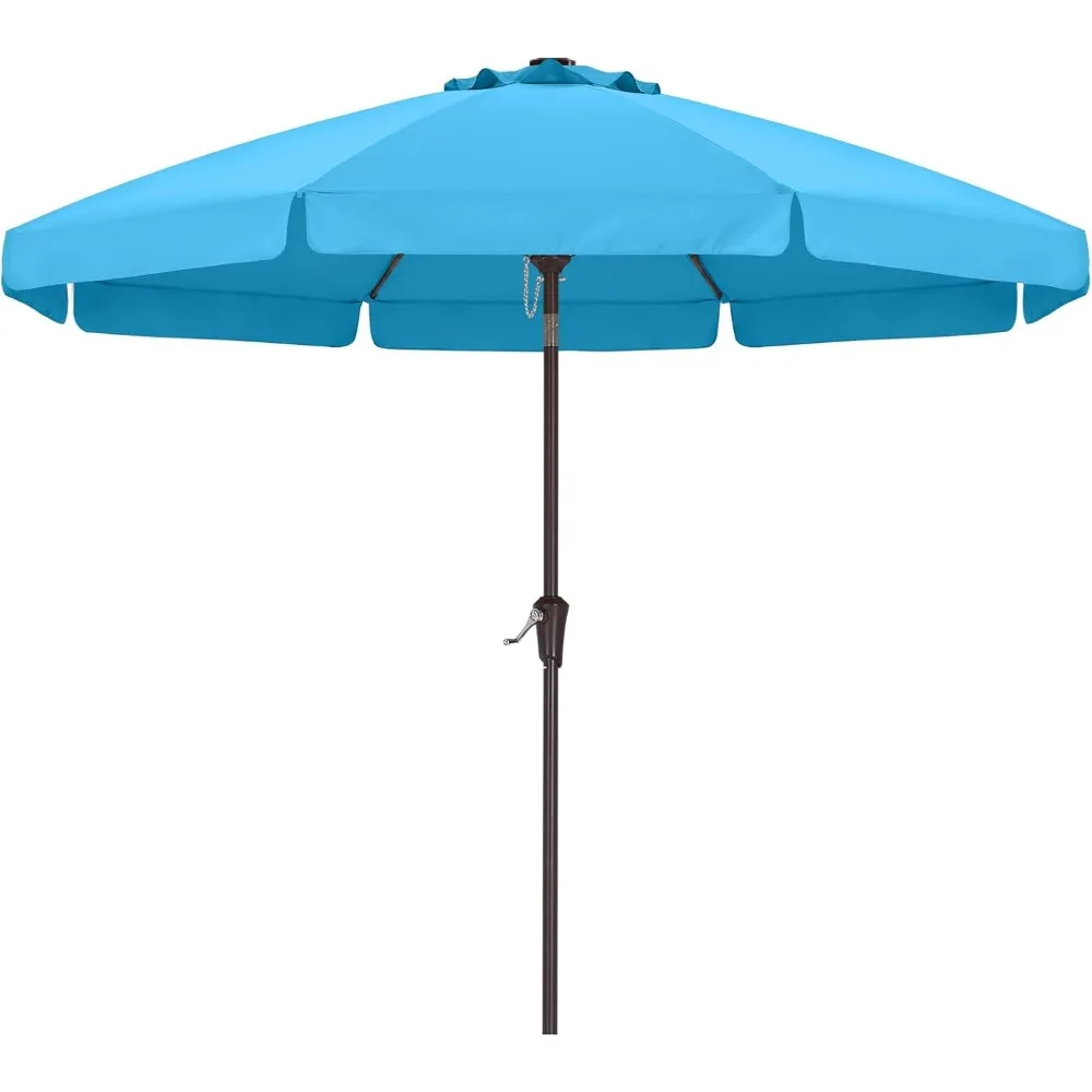 مظلة فناء صدفية بطول 9 أقدام مع إمالة وكرنك، وأضلاع من الألياف الزجاجية للطاولة الخارجية وحمام السباحة والحديقة باللون الفيروزي