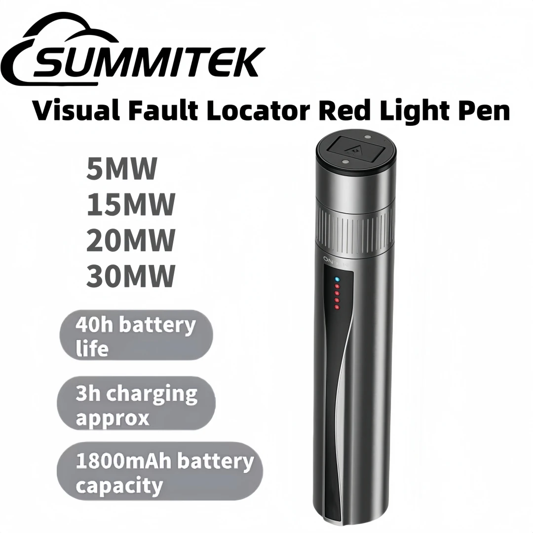 

SUMMITEK VFL 5/15/20/30 МВт оптическое волокно лазерный тестер ручка визуальный локатор неисправностей красный лазер оптическая ручка красного света USB зарядка