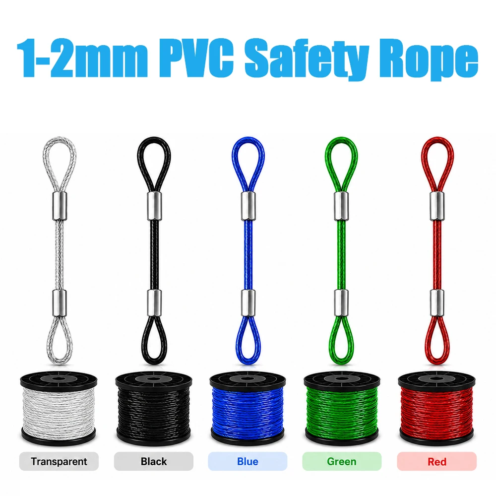 1-2mm Multi-Color Steel Wire Rope with Durable and Corrosion-Resistant Ends Suitable for Fixed Suspension Lighting, Widely Used