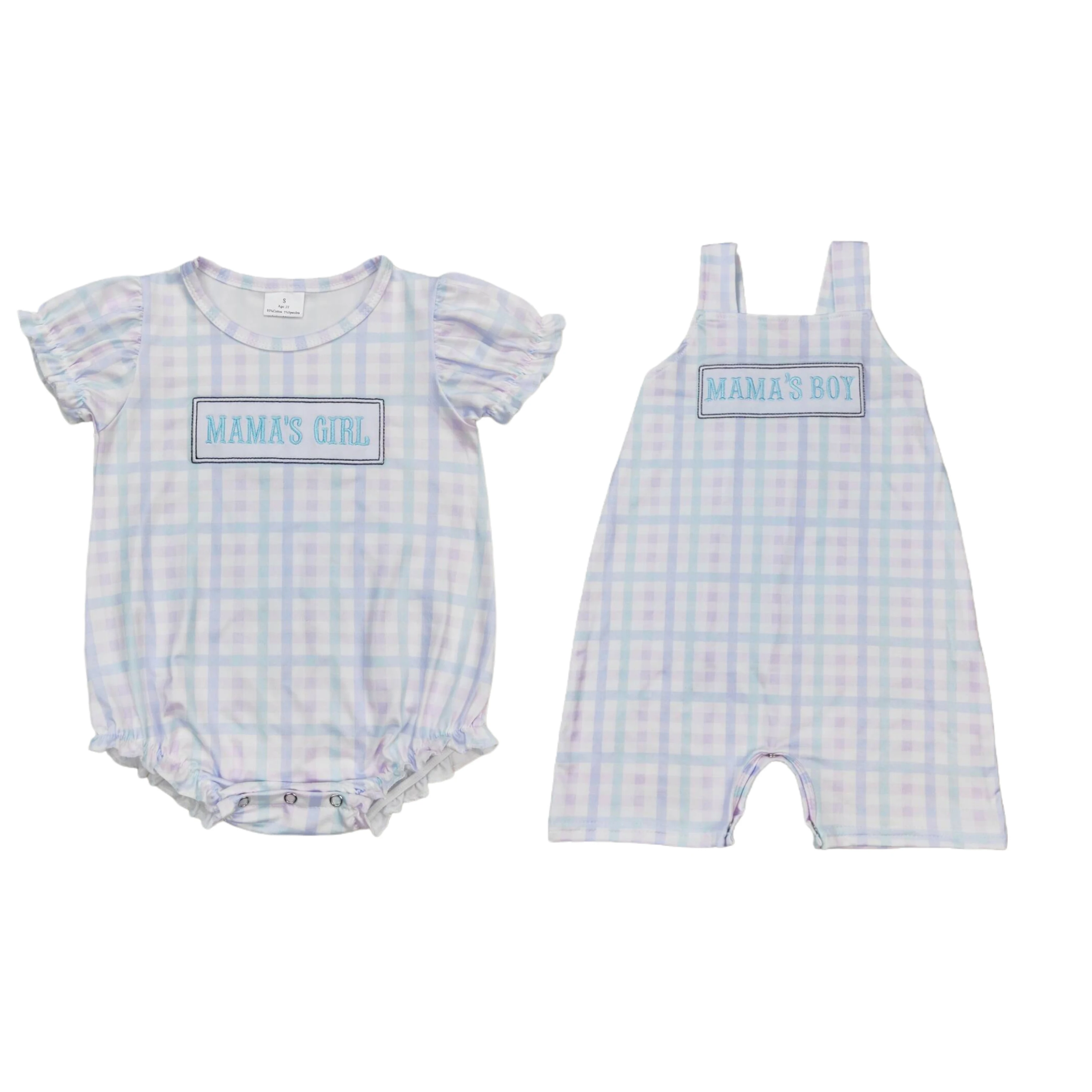 Vendita all'ingrosso Bambini Neonato Tuta intera Tuta Mamma Ragazzo Ragazza Bambino Ricamo Camo Anatre Plaid Pagliaccetto Tuta Abbigliamento