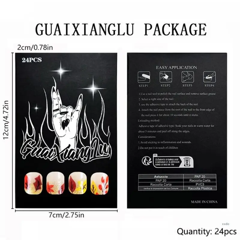 Halloween Press on Nail Square False Nails Short Glossy Stick On Nails For Women 24Pcs Artificial Thanksgiving Nails