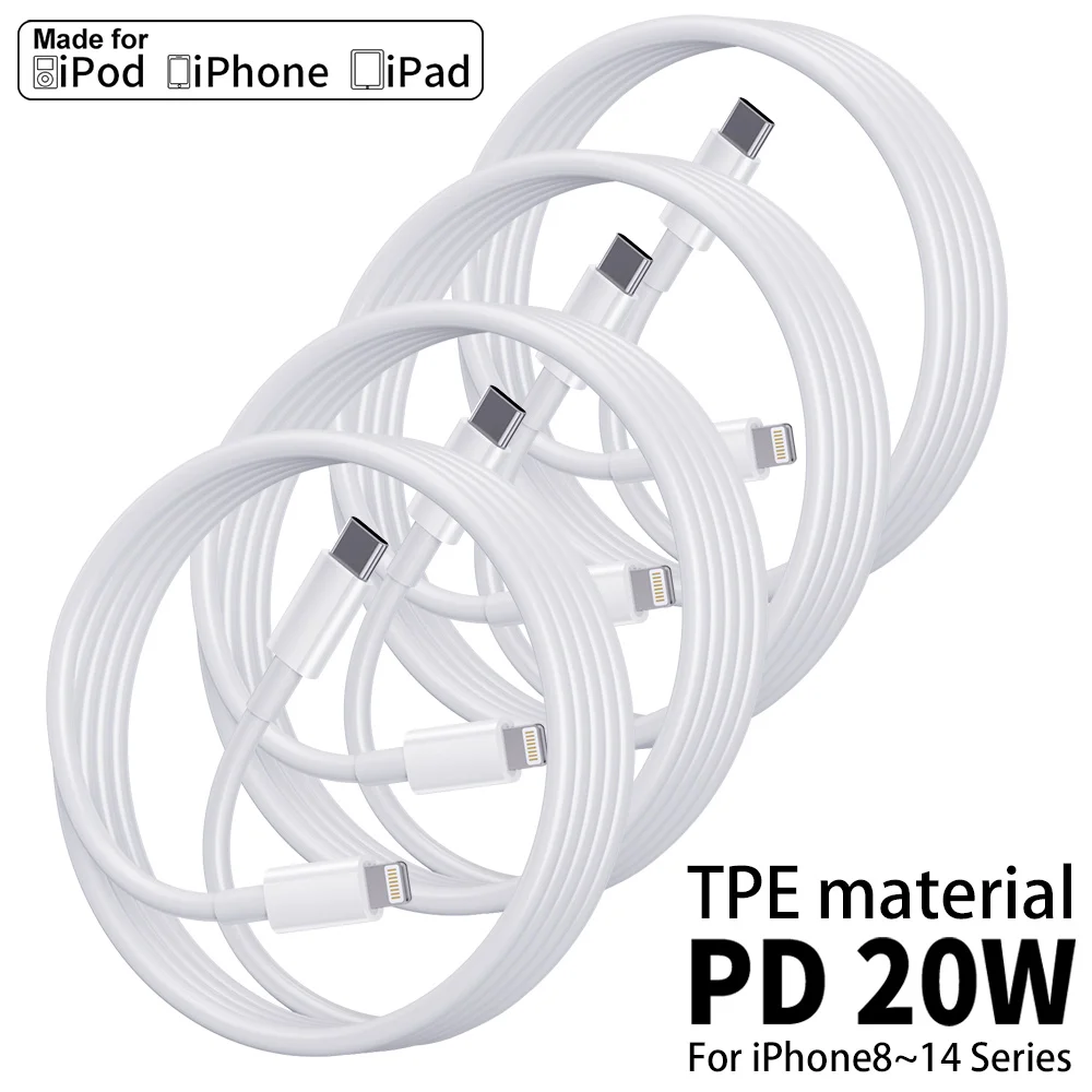 4 Uds 1PC 10FT 6FT 3FT certificado MFI USB C a Cable Lightning Cable de datos de carga rápida Cable cargador para iPhone 14 13 12 X XR