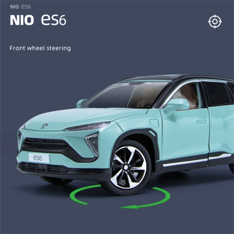 1:24 Nio ES6อัลลอยด์โมเดลรถยนต์พลังงานใหม่ของเล่นยานพาหนะไฟฟ้าโลหะของเล่นจำลองโมเดลรถยนต์ของขวัญแสงและเสียง