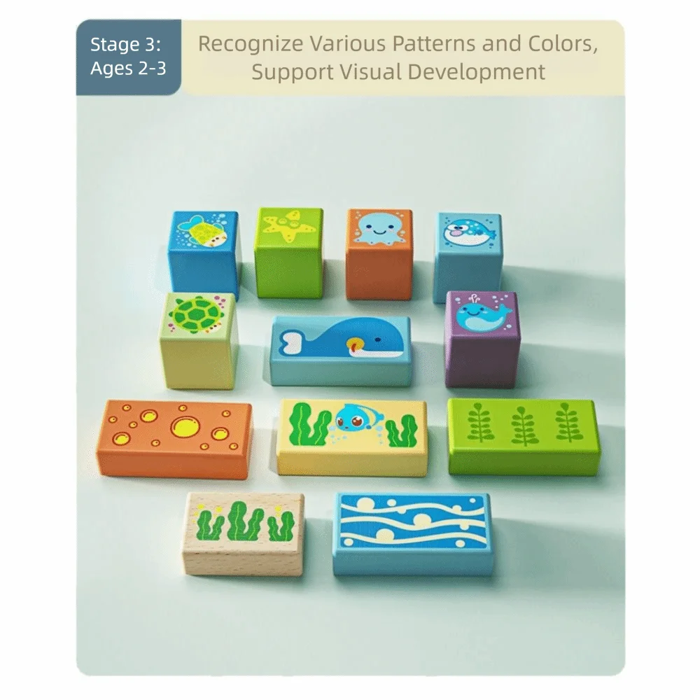 Blocchi di costruzione in legno per l'apprendimento precoce con scatola portaoggetti, blocchi assemblabili creativi per l'impilamento di figure per bambini piccoli