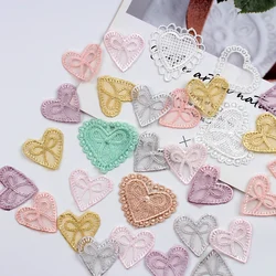 20PCS/Lot 31*27mm Heart Shape Vintage Lace Stick Sew on Farbic Flower Motifs Lace Cratfs DIY Dress Accessories Patch