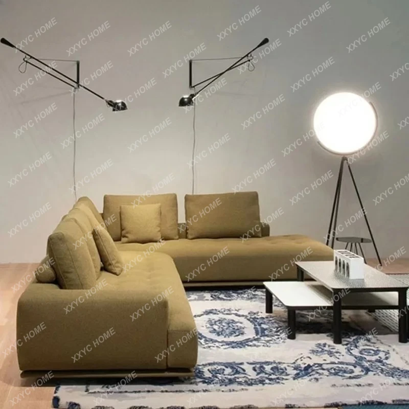 XX  LXLight luxury straight corner large flat corner combination medieval cotton and linen sofa
