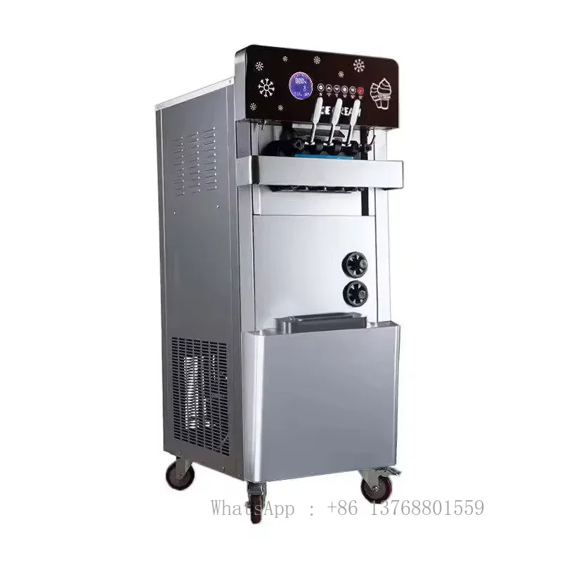 

Commercial Automatic Three Flavor Soft Ice Cream Maker Equipment Ice Cream Machine Ice Cream Rolls Maker For Food