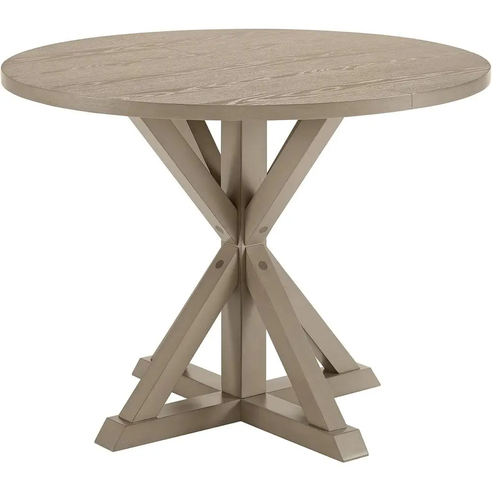 

40 Round Pedestal Dining Table, Rustic Beige - Retro Style Furniture for Home
