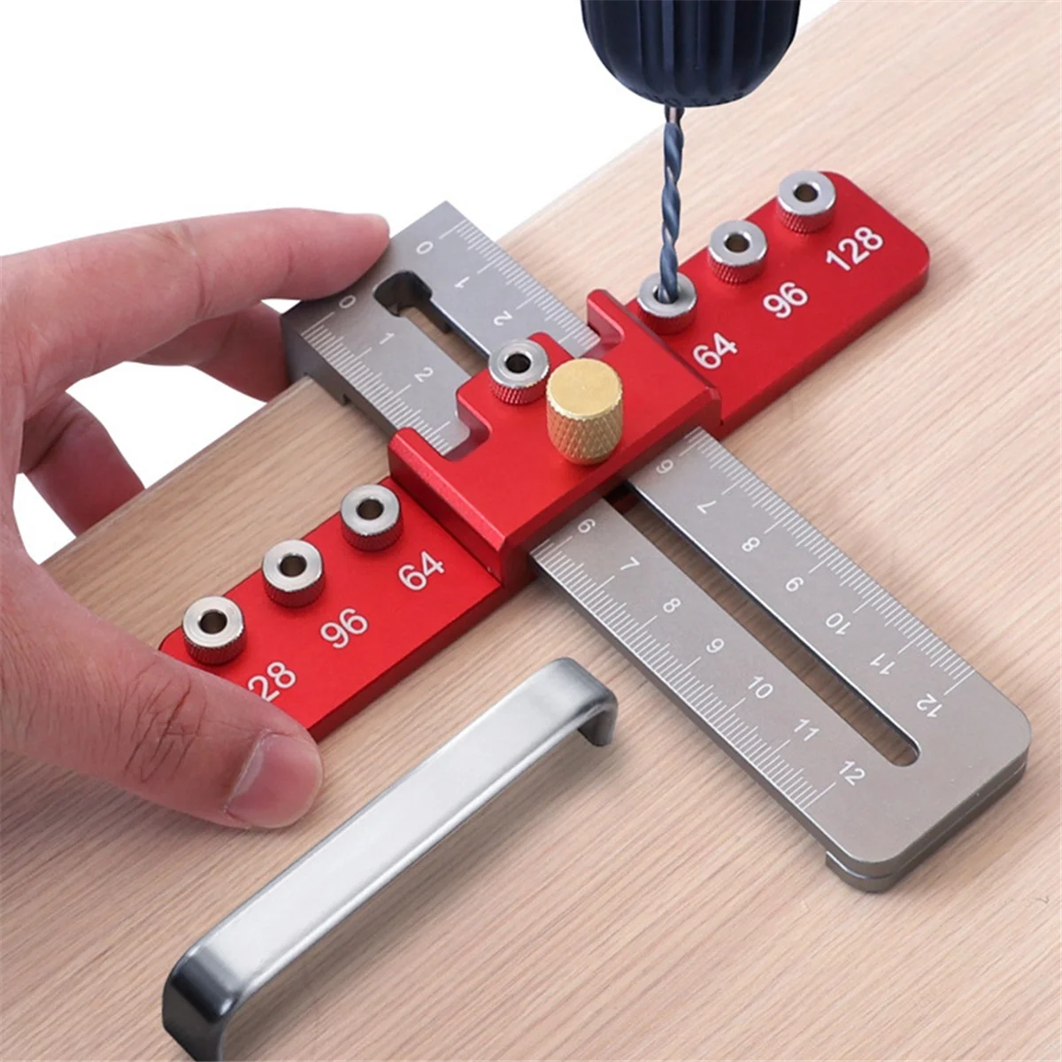 Cabinet Hardware Jig,Doweling Jig, Aluminum Alloy Punch Locator for Door Drawer Cabinet Knobs,Handles and Pulls