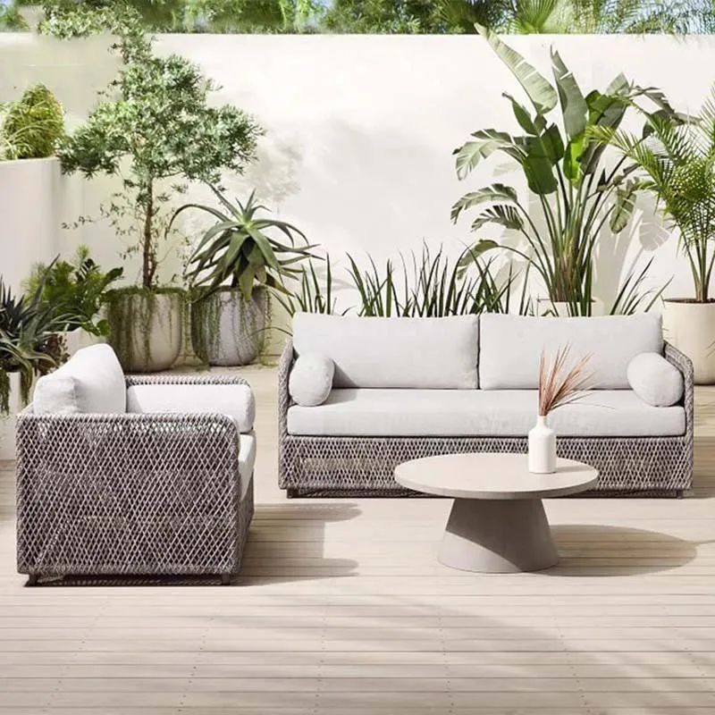 #Outdoor rattan sofa, terrace, courtyard garden, outdoor balcony, rattan chair combination villa furniture