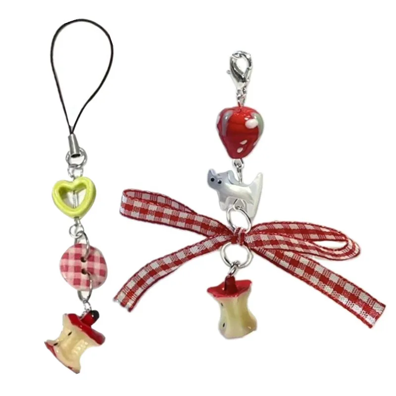 Fashion Fruit Keyring Keychain Button Hollow Heart Keyring Apples Keyring Button Jewelry Backpack