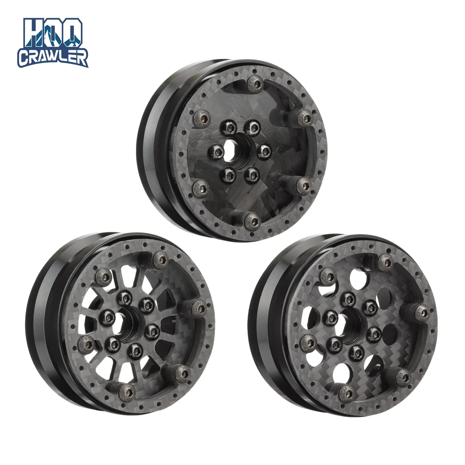 Ultra Lightweight Carbon Aluminum 1.9 Beadlock Wheels Adjustable Offset for 1/10 RC Crawler SCX10 Capra TRX4 VS4-10 H10 OPTIC