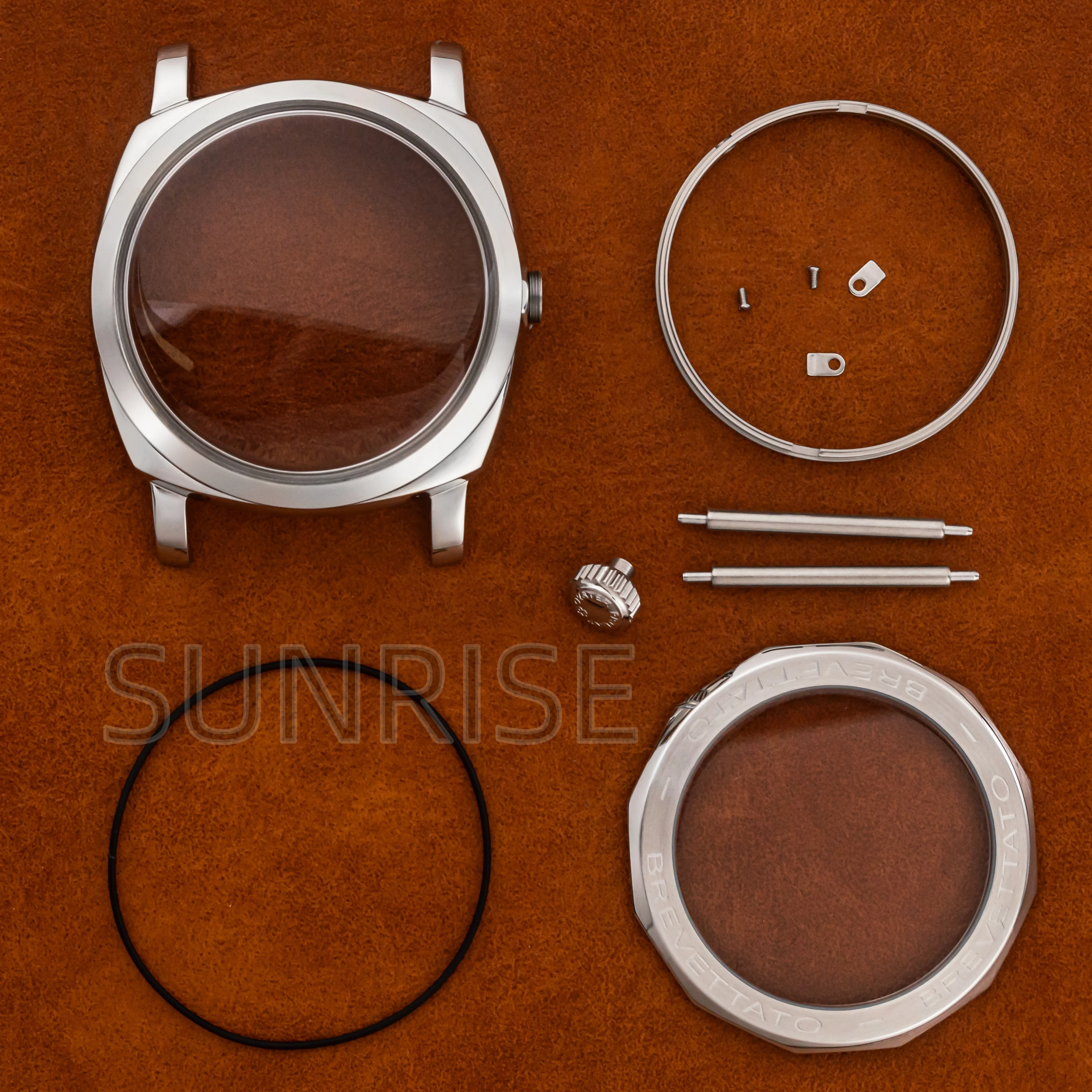 

Vintage Watch Case Stainless Steel Arcylic/Sapphire Glass Dome Bubble Mirror Waterproof for PAM 6154/6152 ETA6497/6498 Movement