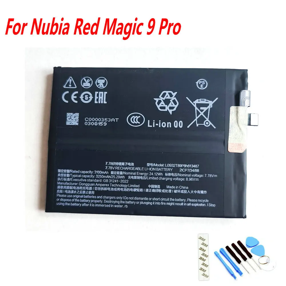 NOWY 7,78 V 25,29 WH Li3932T89P8h 613487   Bateria do telefonu komórkowego ZTE Nubia Red Magic 9 Pro Red Magic 9 Pro