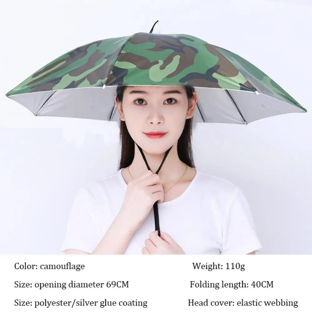 Hat Umbrella Portable Collapsible Camouflage Foldable Traveling Hiking Fishing Hat Adjustable Outdoor 2023new Umbrella Fashion