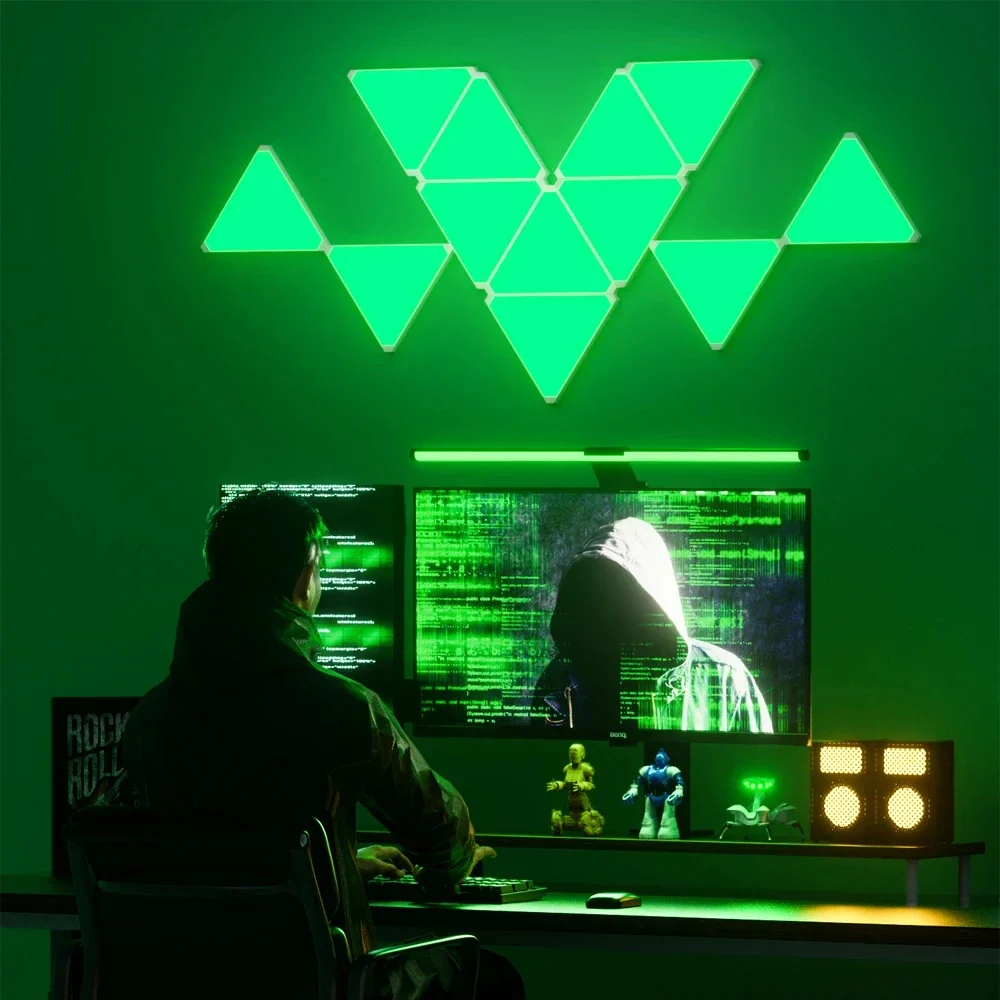 Luz de parede RGB, LED Triangle Quantum Light APP controla coleta de ritmo, luz de fundo, luz noturna de cabeceira do quarto Pixel