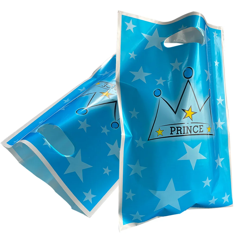 

30pcs Prince Party Goodie Bags Candy Sweets Plastic Disposable Treat bag School Blue Boy Birthday Gift Bag