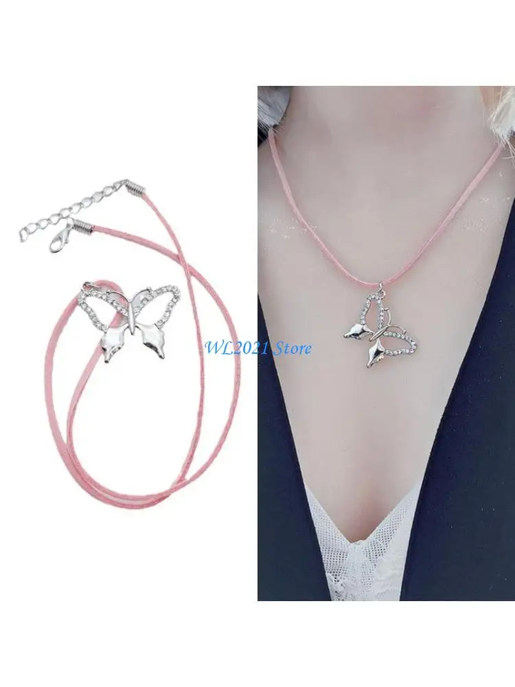 

G5GC Fashionable Butterfly Necklace Adjustable Chain Necklace Elegant Necklace Trendy Jewelry for Casual and Formal Occasion