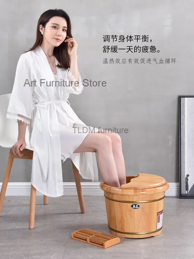 

Foot Bath Wooden Bucket Household Solid Wood Foot Bath Wooden Basin Thermal Insulation Foot Bath Barrel Foot Washing Wash