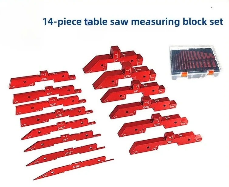 

New woodworking measuring block, adjustable height ruler table sawing measuring pad
