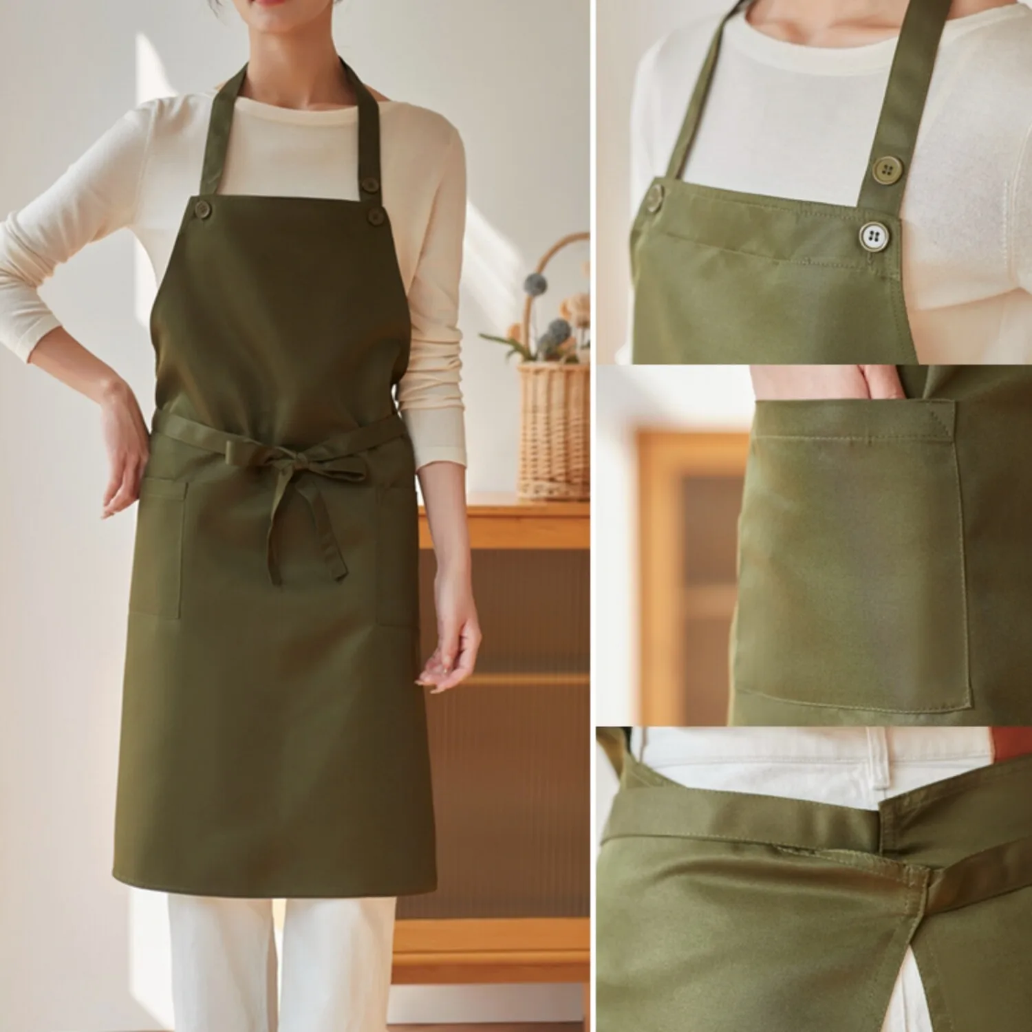 Korean-style Water-repellent Apron High-end Fashionable Suitable for Cafes Beauty Salons Hairdressing Service Staff Work Wear