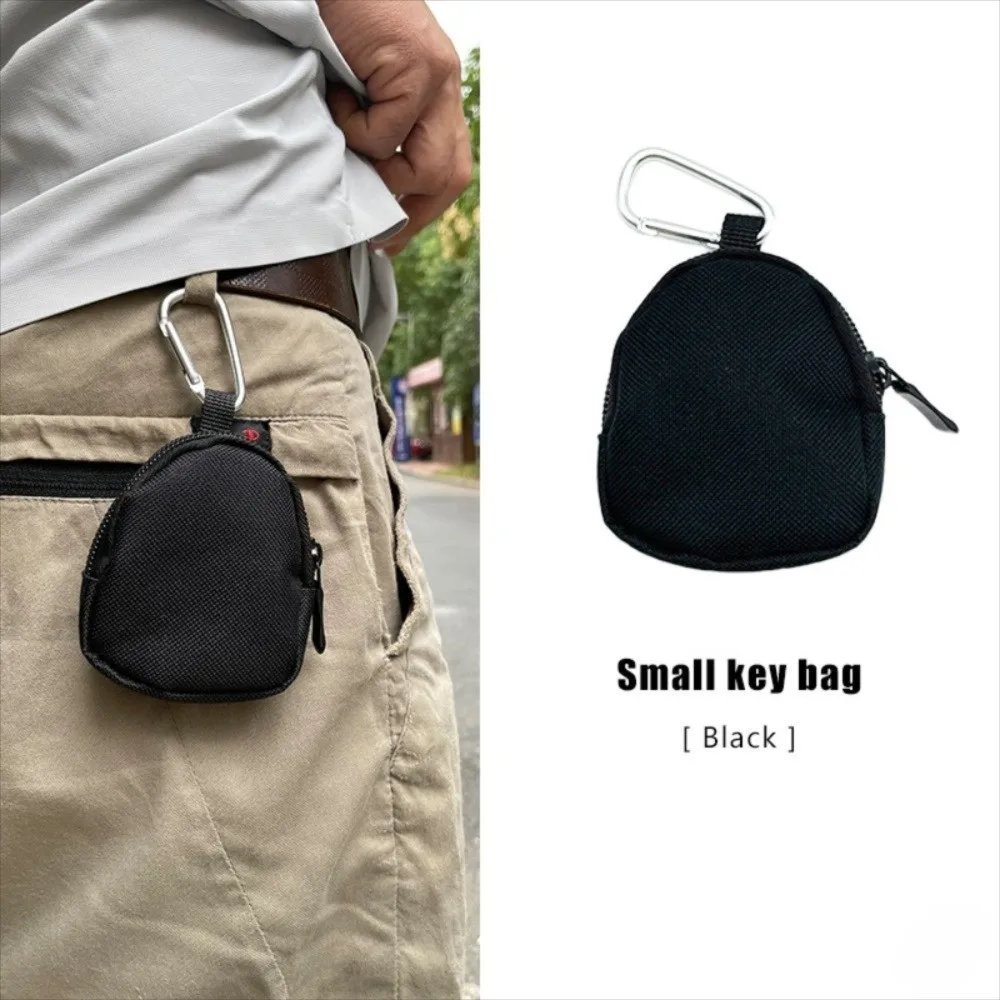 Portable Mini Keychain Pouch Solid Color with Keyring Coin Purse Coin Storage Waterproof Zipper Pocket Key Bag Outdoor