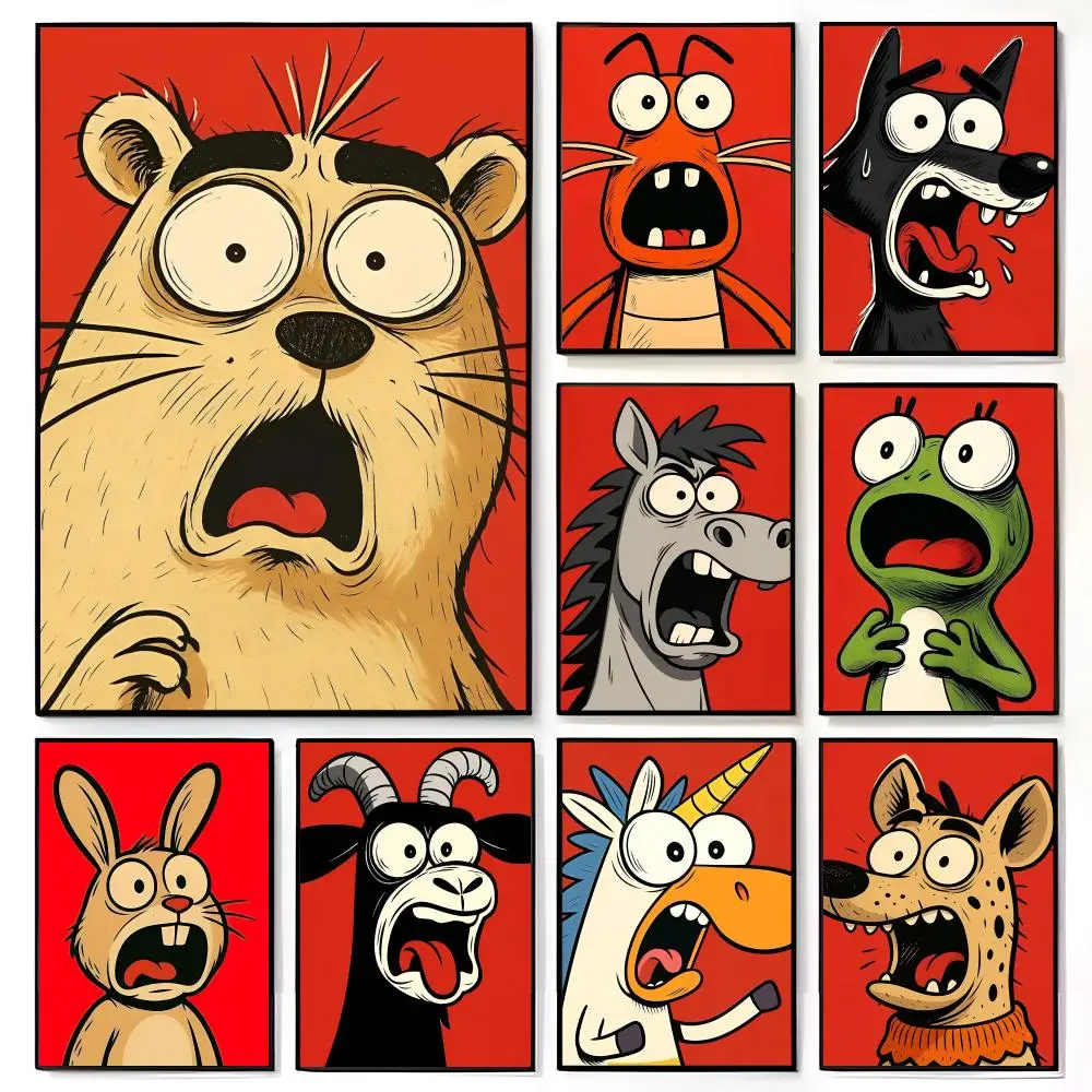 Quirky Surreal Wildlife S-Shocking Animals Art Poster American Film Mural Home Childrens Room Wall Decor Print
