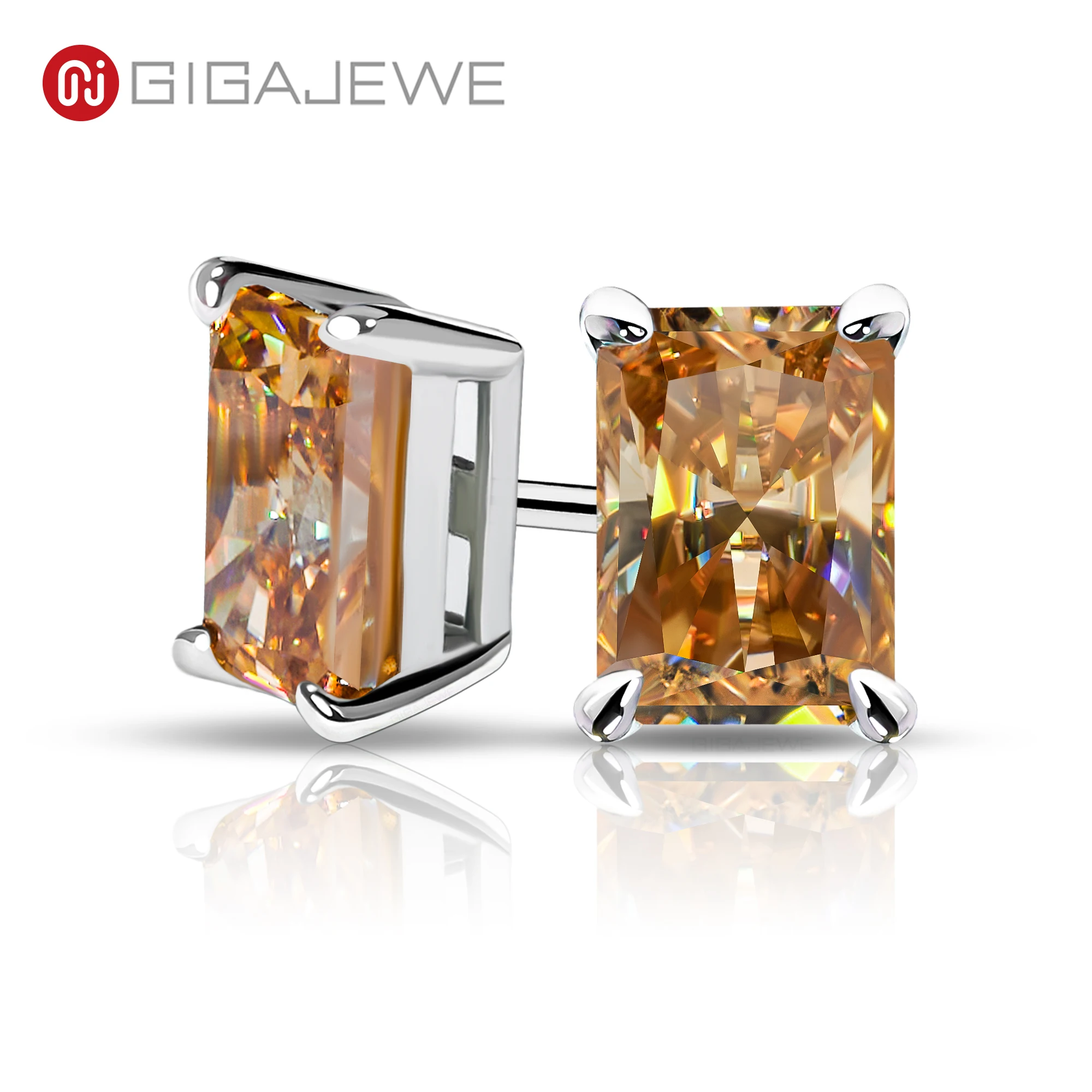 

Элегантные серьги-гвоздики GIGAJEWE с синими драгоценными камнями, общей массой 2 карата (5x7 мм), огранки Radiant, из серебра 925 пробы с позолотой 18K.