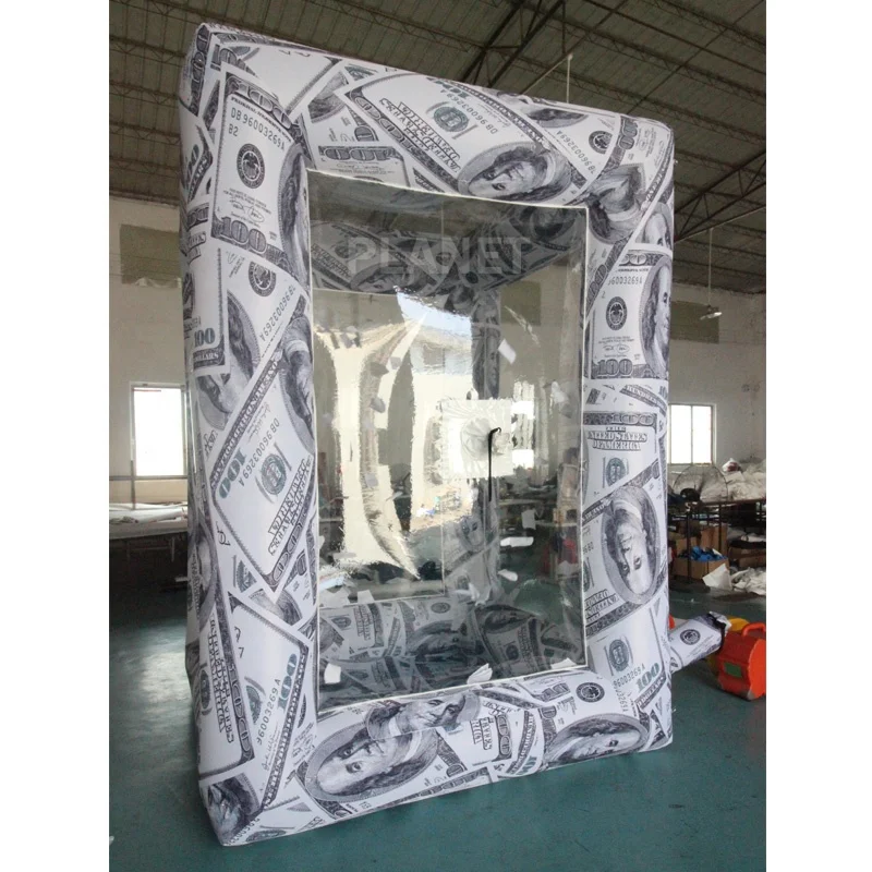 

New Inflatable Cube Cash Grabber Booth Catch Money Game Activity Inflatable Money Feeder