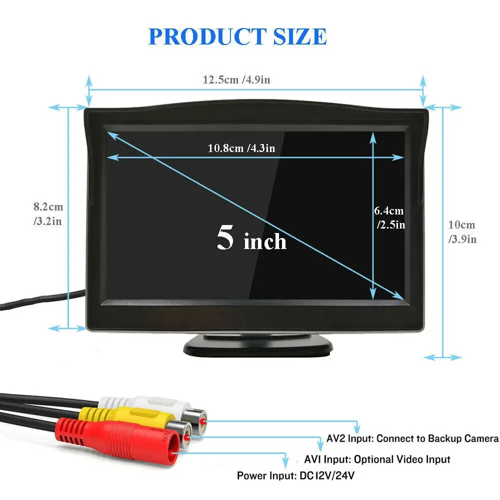 QueenDer Wireless Car Styling 5 inch TFT LCD Screen Car Monitor  Display for Rear View Reverse  Backup Camera Car TV Display