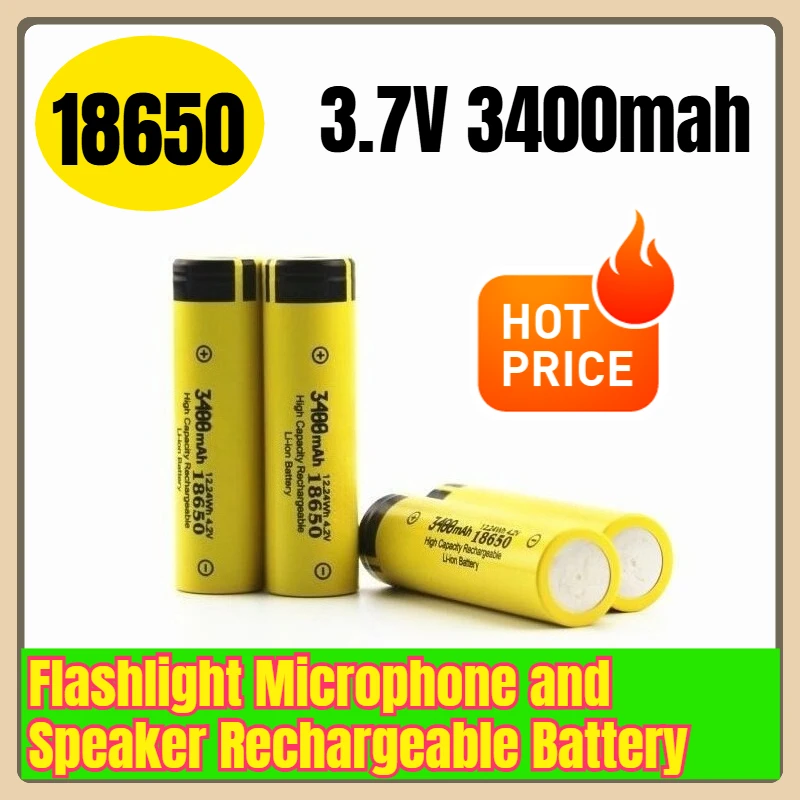 

18650 3.7V 3400mah Flashlight Microphone and Speaker Rechargeable Battery