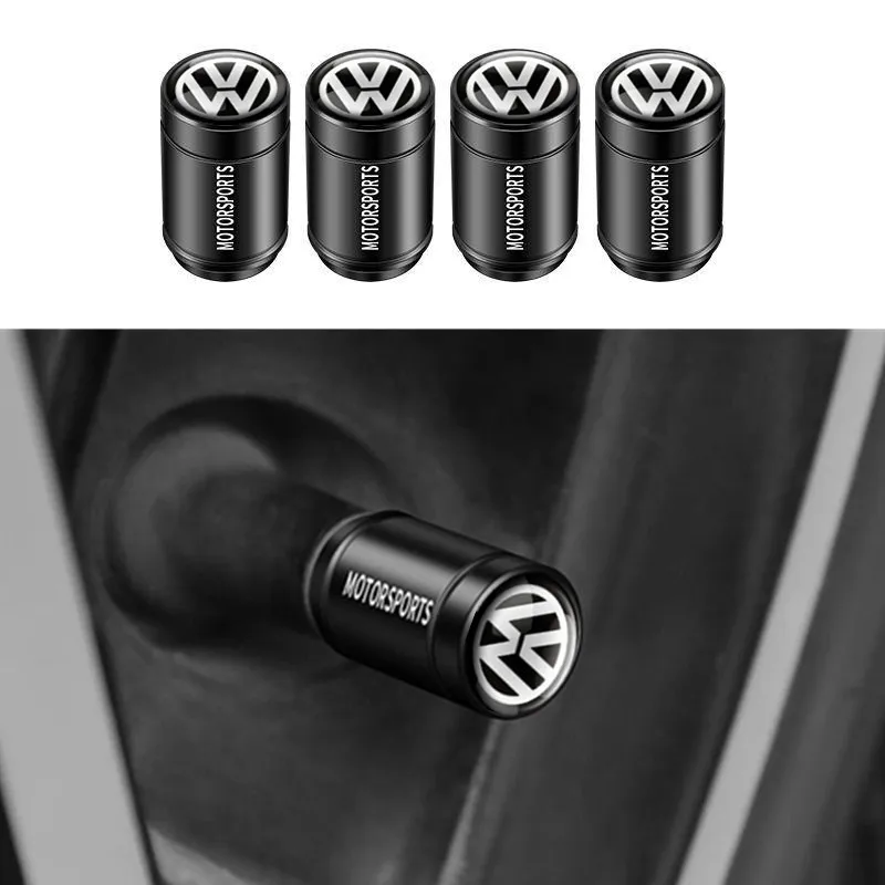 4PCS 3D Metal Tire Valve Caps Car Tyre Air Stems Cover Decorate For VW Volkswagen GTI Golf 7 Passat R Polo Passat Jetta MK6