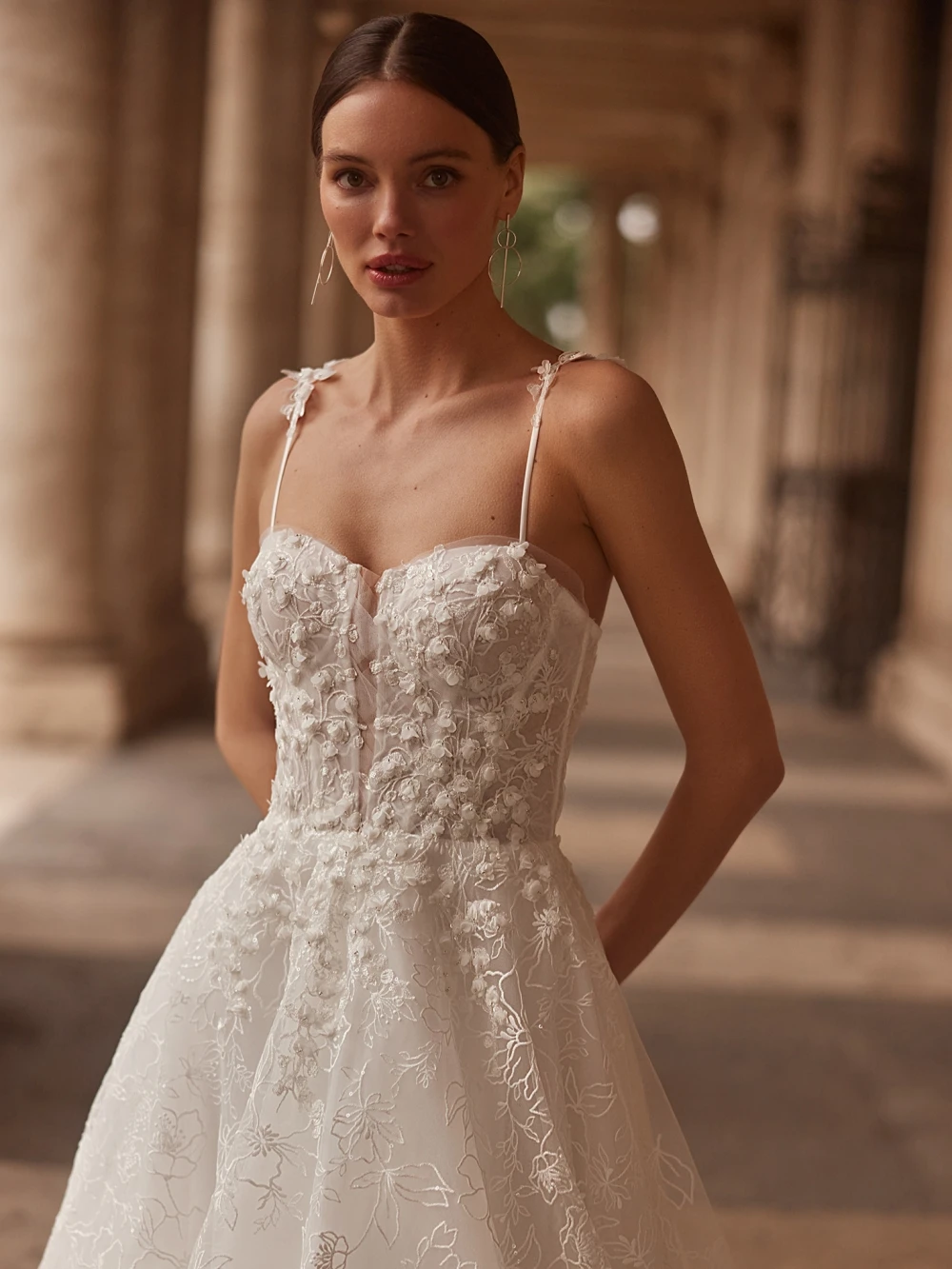 Vestido De novia clásico con Apliques De encaje, elegante vestido De novia con tirantes finos, línea A romántica, vestido De novia largo