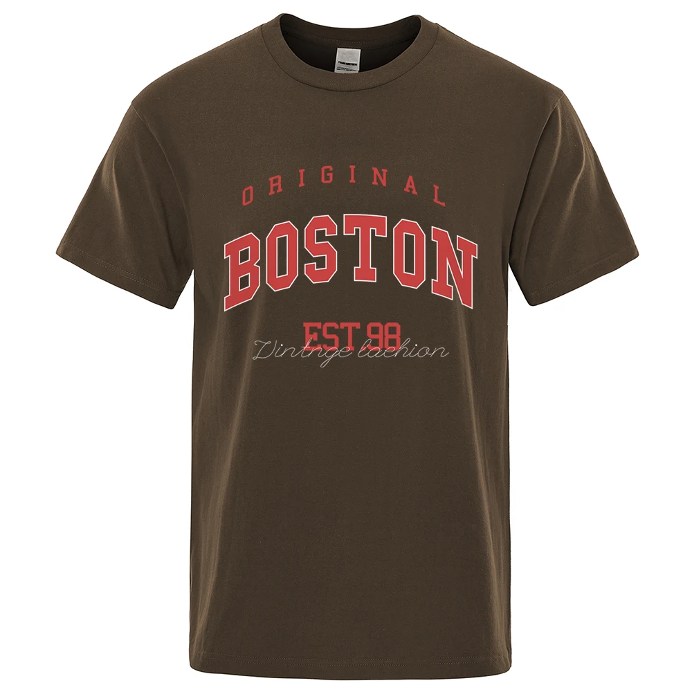 Original Boston Est.98 Street Letter Tshirt Men Casual Clothing Fashion Tee Clothes Funny T Shirts Breathable Cotton T-Shirts