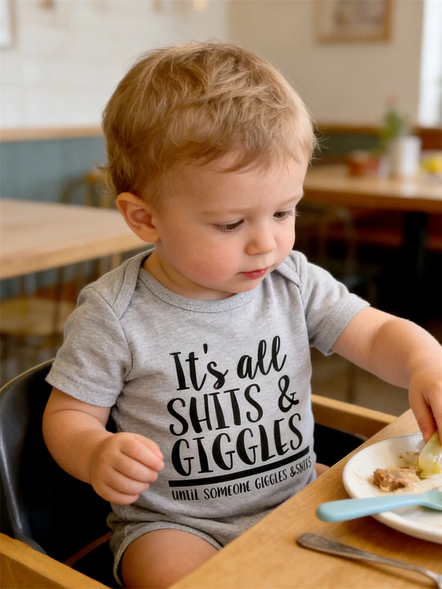 

Летние детские боди 2026: милые комбинезоны с буквенным принтом и коротким рукавом для младенцев и малышей (для мальчиков и девочек)