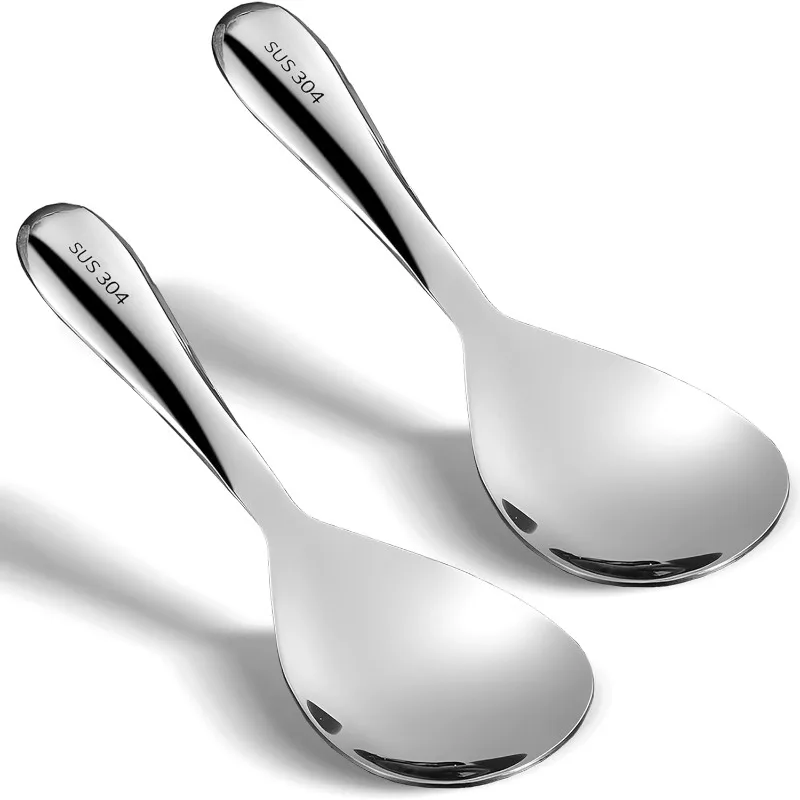 

Comicfs 2Pcs Rice Spoon 304 Stainless Steel Rice Paddle Spoon Thickened Nonstick Rice Spatula Rice Scooper Rice Cooker Spoons Fo