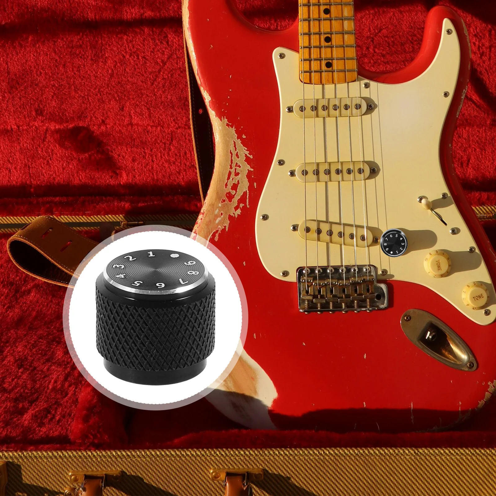 

Potentiometer Knob Guitar Volume Control Knob Electric Guitar Bass Volume Cap Sturdy Aluminum Alloy Anti-Slip Digital Markings