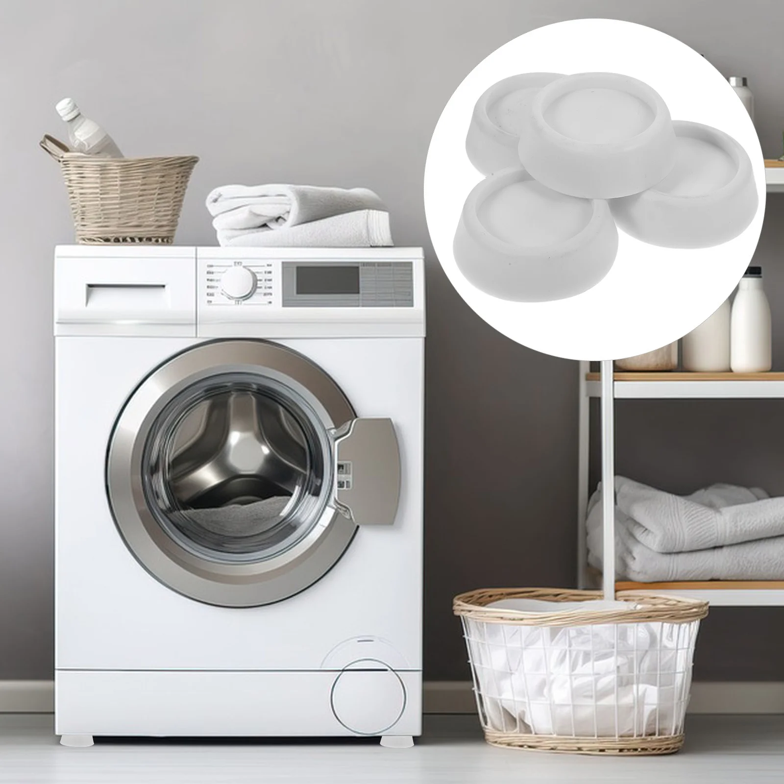 

4Pcs Washing Machine Base Rubber Feet Pads Anti-Vibration Noise Reducing Stable Support Pads for Washer Furniture