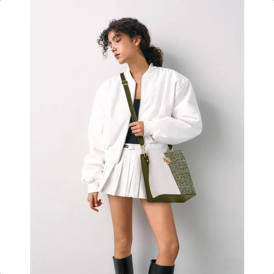 محافظ كلايدي كروس للنساء من الجلد النباتي حقيبة دلو عصرية للسيدات حقيبة يد كروس محفظة كتف مع جيوب متعددة