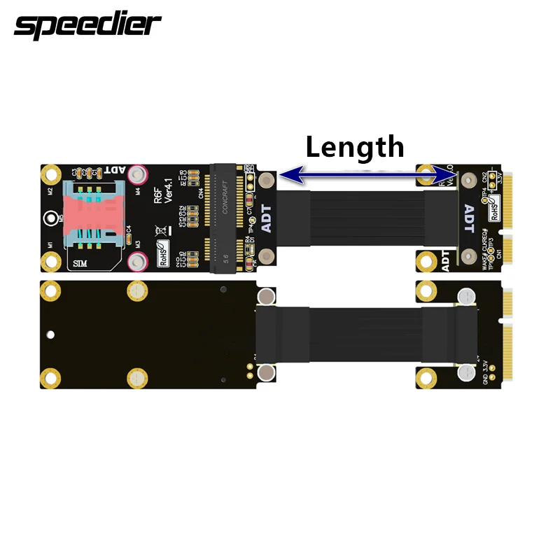 R66SF mPCIe To Mini-PCIe Wireless Network Extension Cable Mini Pcie 4.0 mPCI-e Riser Card Extender Adapter Graphics Card Cable