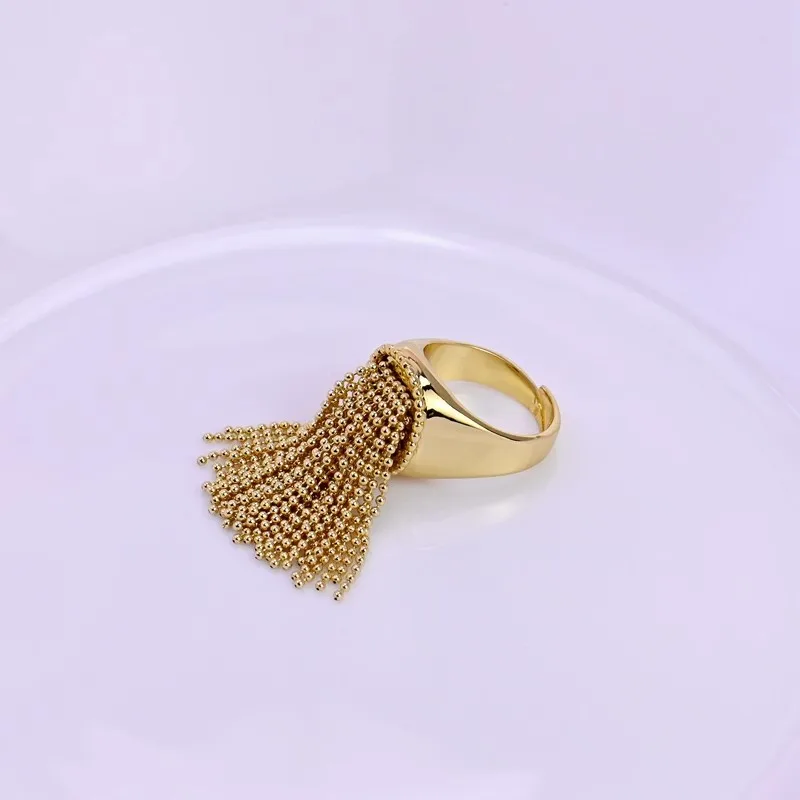 

Personalized Tassel Design Classic Open Ring Texture Niche Light Luxury High-end Versatile European and American Temperament