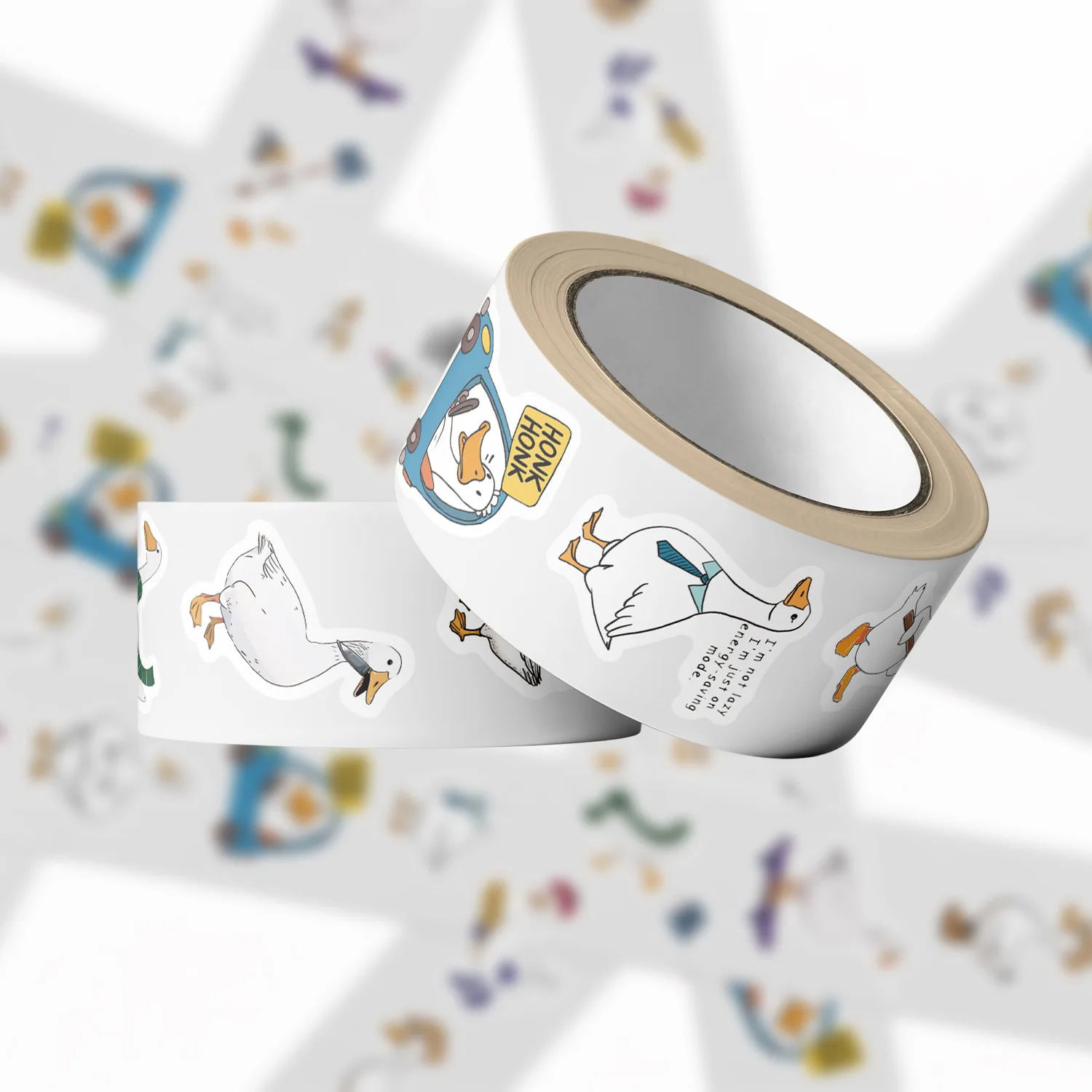 500PCS/Roll Cute Cartoon Silly Goose Roll Stickers Cute Cartoon Graffiti Decal Toy Creative DIY Water Cup Stationery Box Guitar