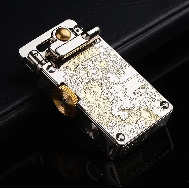 CHIEF Metal Rocker Kerosene Lighter luxury retro gasoline Lighter Windproof Fashion Leather Smoking Lighter Men\'s Business Gift