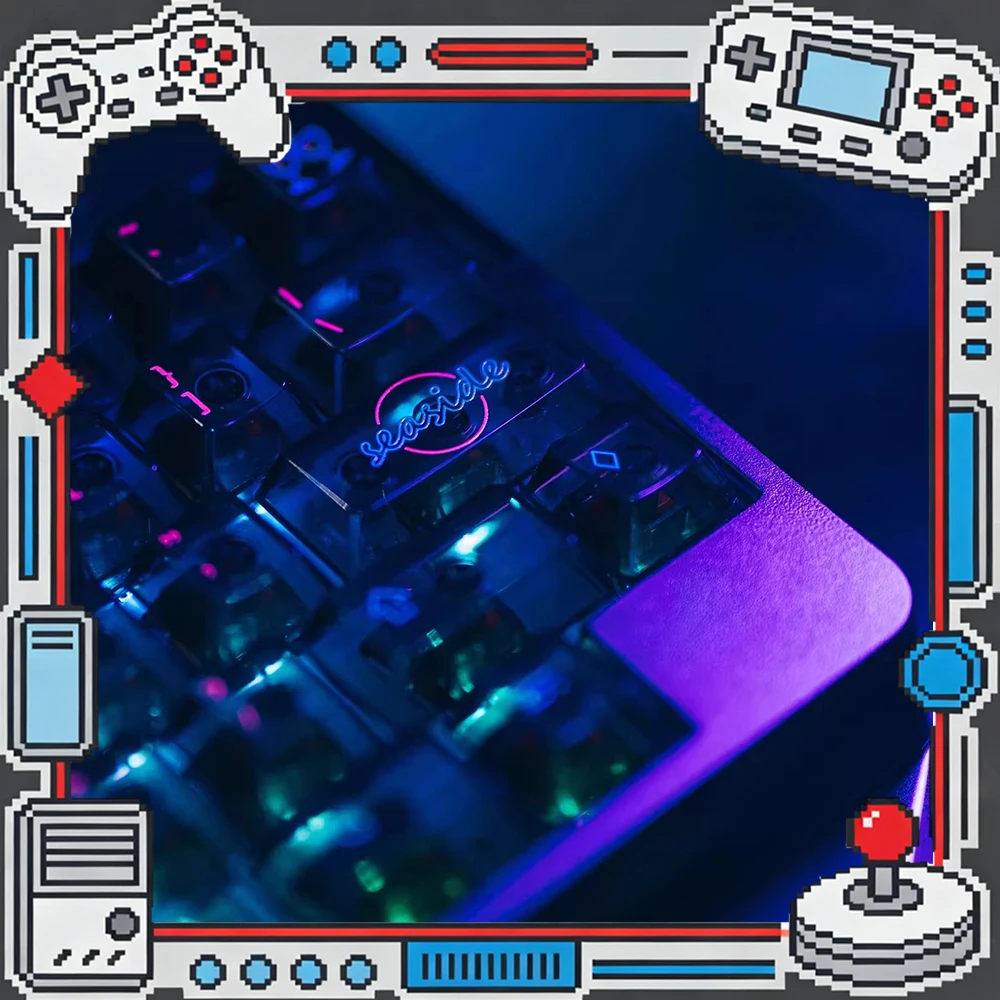 LeleLab Seaside PC Keycaps Scrawl Black Transparent Keycap Original Factory Personalized Keyboard Keycaps Customized PC Gifts