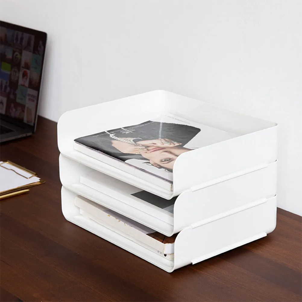 Plastic Desk Organizer Desktop Document Letter Tray Stackable Desktop File Holder Office File Folder Storage Tray for A4 Paper - view 5