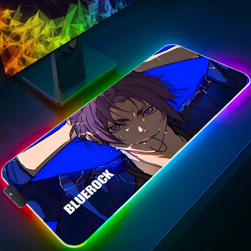 لوحة ماوس RGB B-قفل أزرق تصميم فريد من نوعه لوحة ماوس متوهجة تضيف سحرًا إلى مكتبك لوحة ماوس أساسية بسيطة XXL للعمل #6