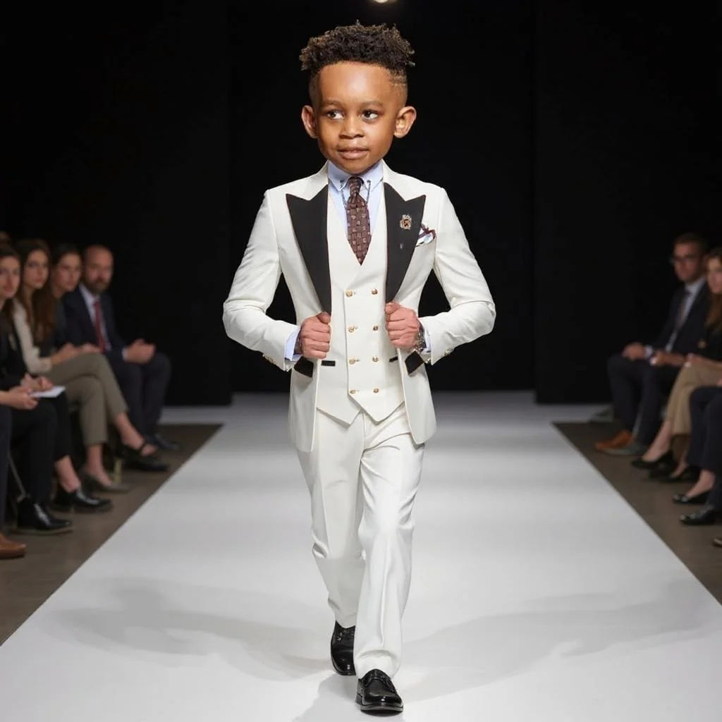

Beige Boy's Suit Formal Set 3-Piece (Jacket+vest+pants) Peaked Lapel Kids Tuxedo 2-16 Year Old Wedding Prom Party