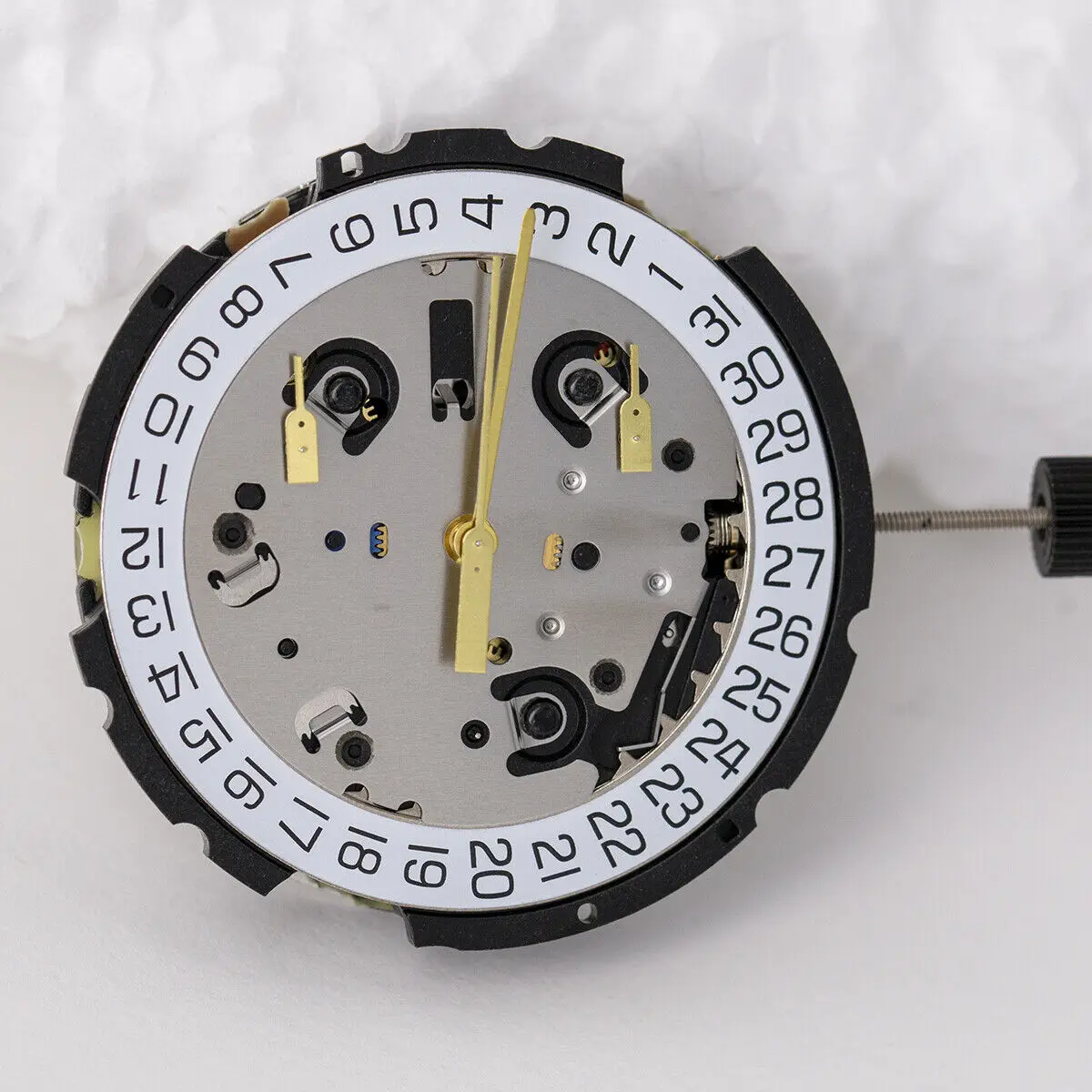 Quartz Chronograph Watch Movement 3 Eye 1/10 Sec 30Min, Replacement Repair Part with Date at 4 O'Clock for Watchmaker